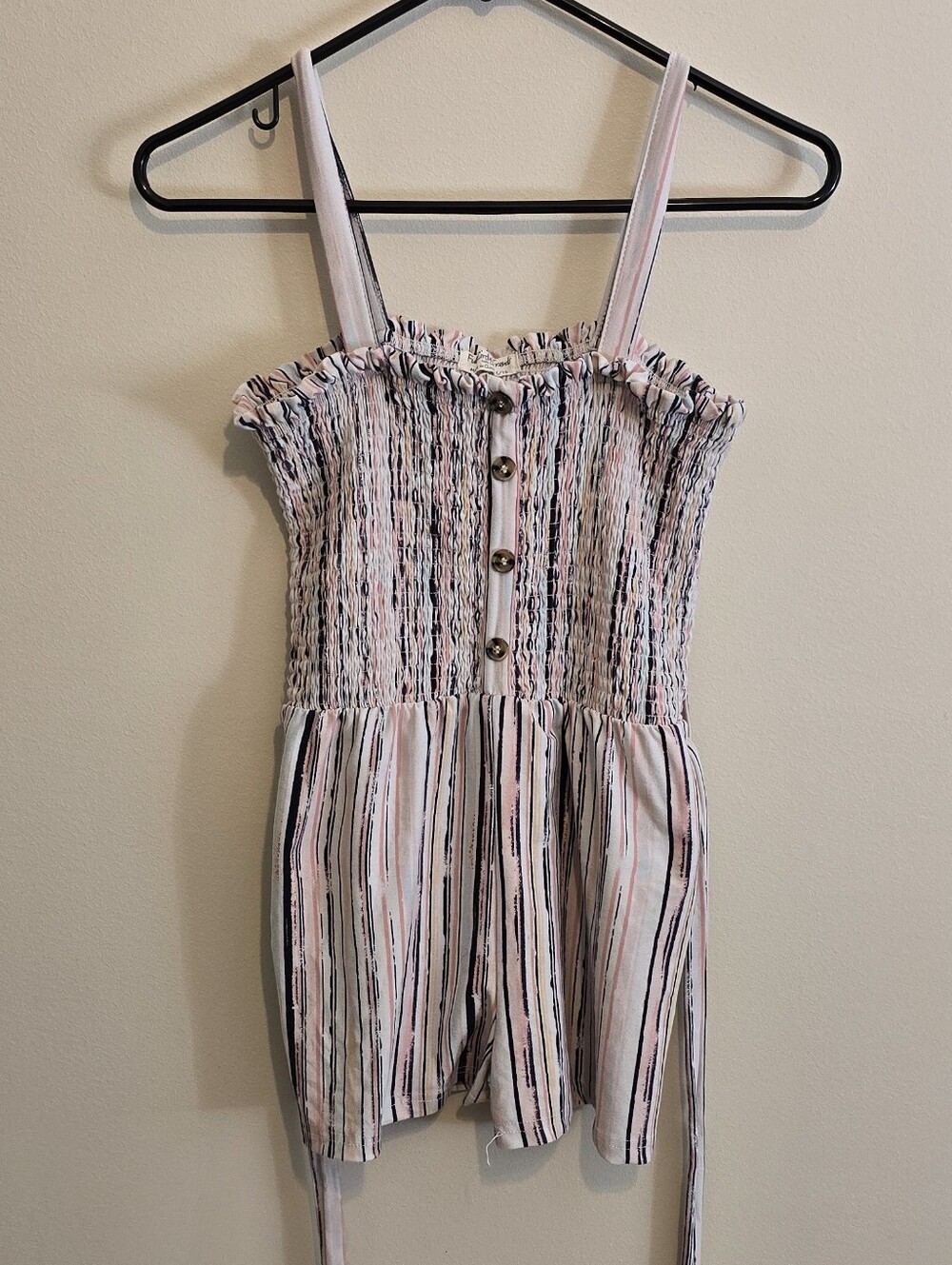 Striped Pink Smocked Women's Cami Romper